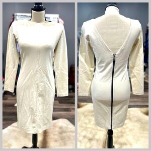 AMANDA UPRICHARD DRESS WOMENS Size Medium Cream Long Sleeve Short Fitted Zipper